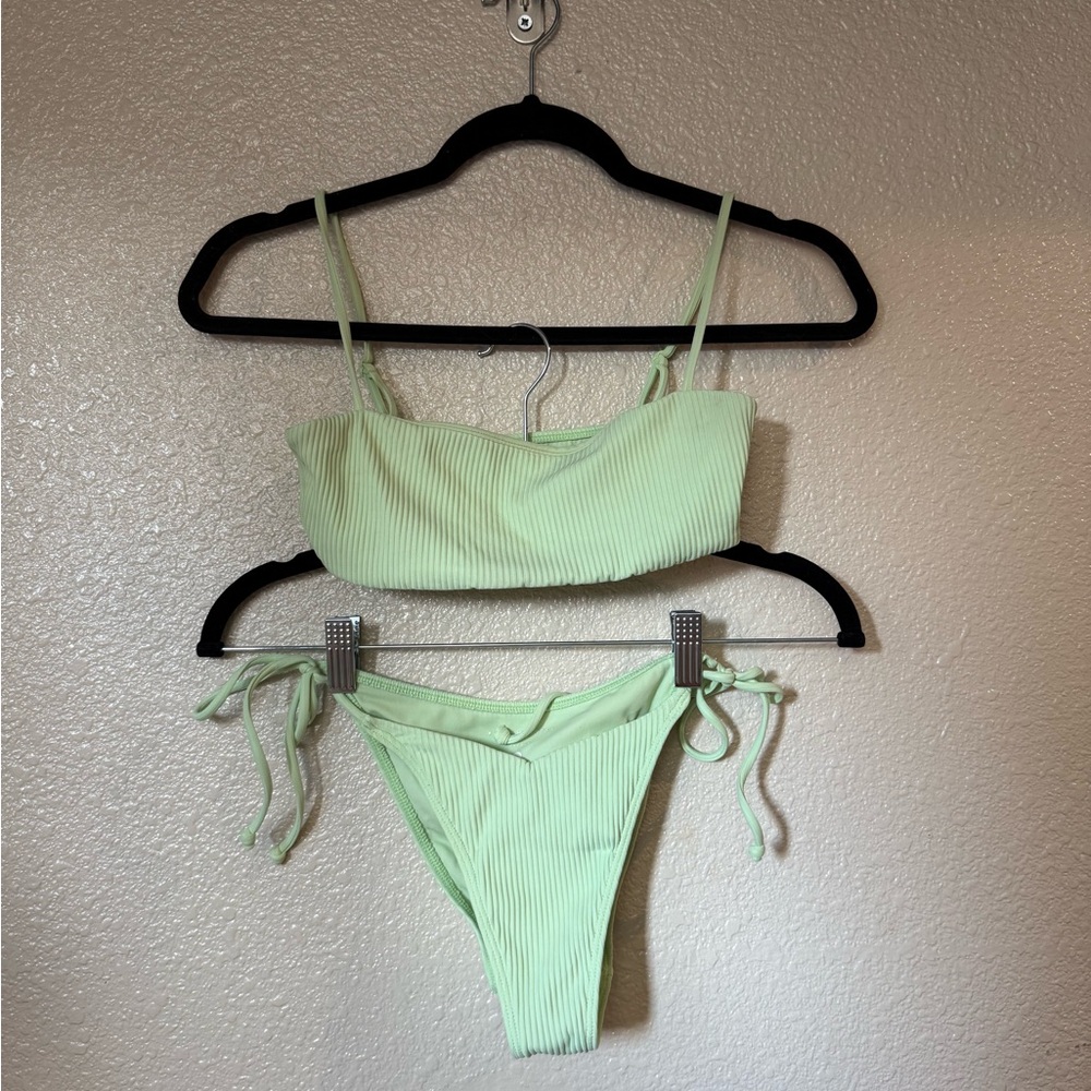 Mint Green Ribbed Bikini Set - image 1
